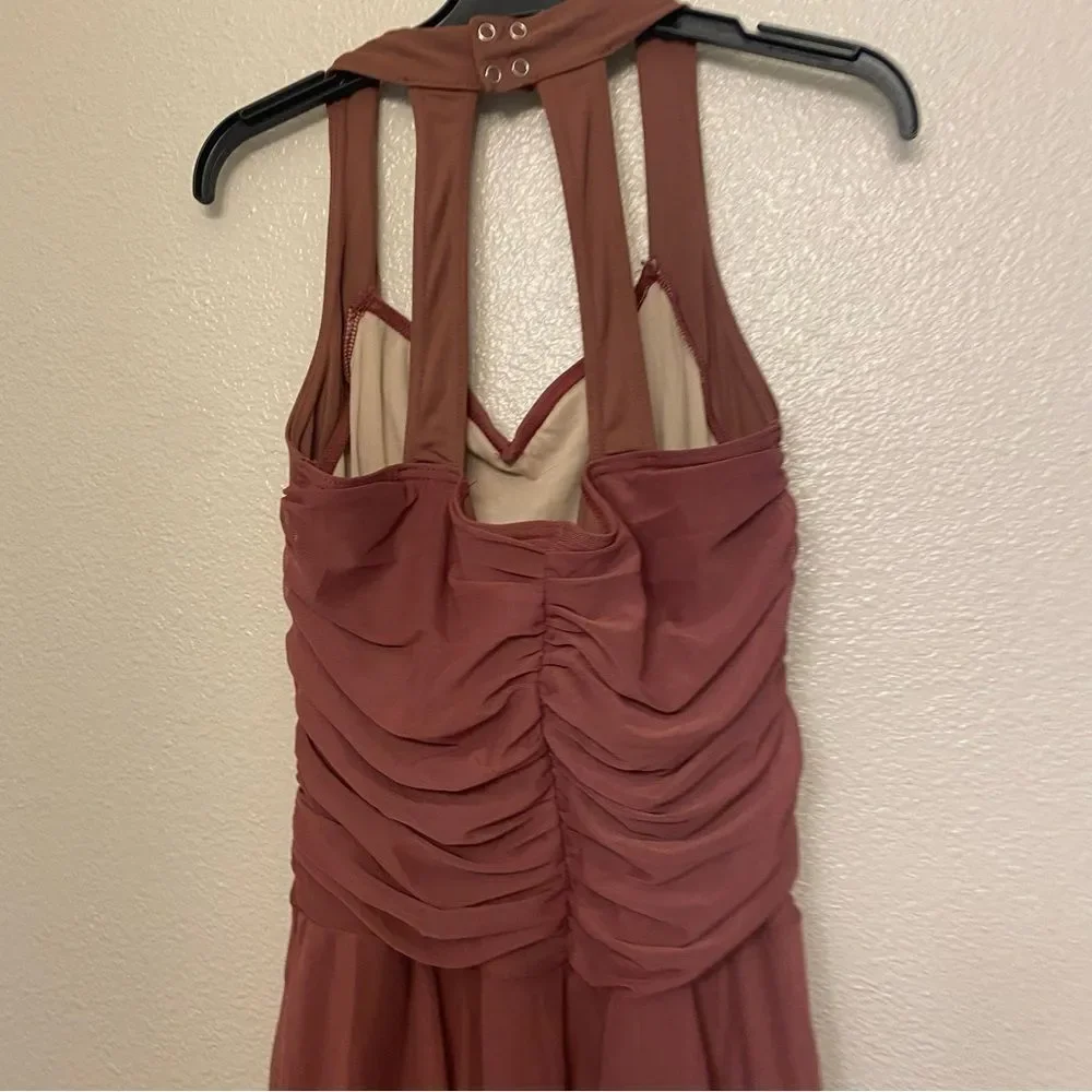 Weissman Dance costume red mauve dress beaded Touching Heaven 13434 LA adult